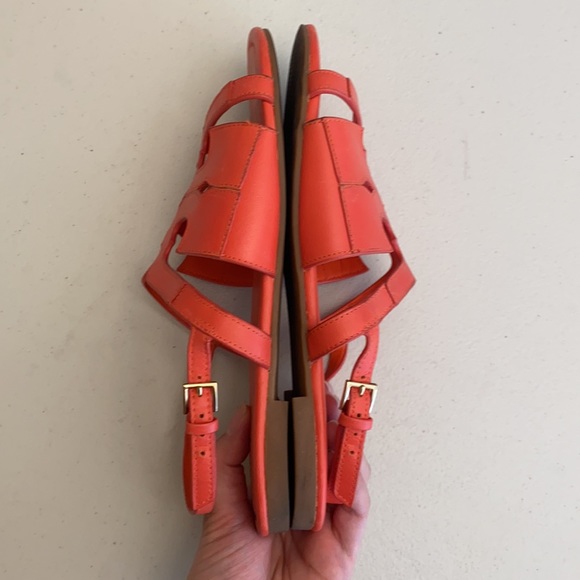 Tory Burch Logo Cutout Slingback Sandal Red Orange - Picture 12 of 12